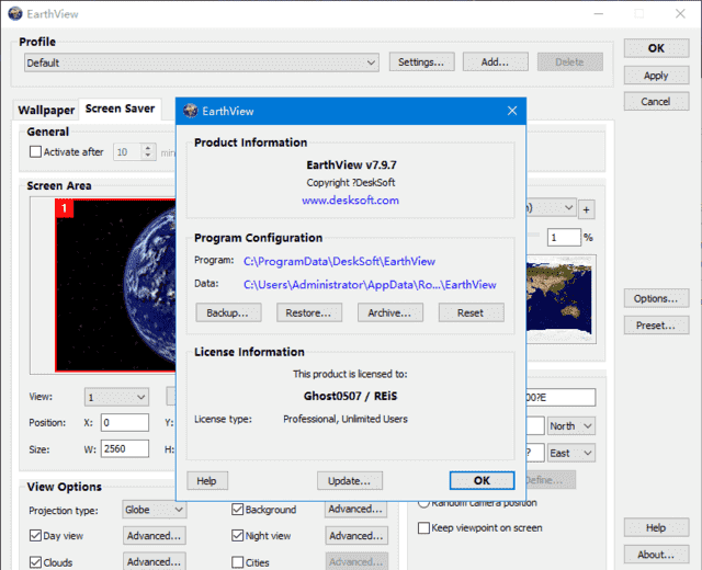EarthView v7.16.4 便携版:用卫星地球照片美化你的桌面壁纸-安卿辰博客