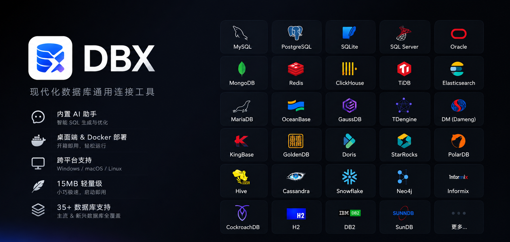 DBX开源客户端不到20MB,轻松支持40+数据库-安卿辰博客
